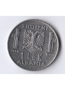 1939 - 1 Lek Albania Vittorio Emanuele III Occupazione Italiana BB